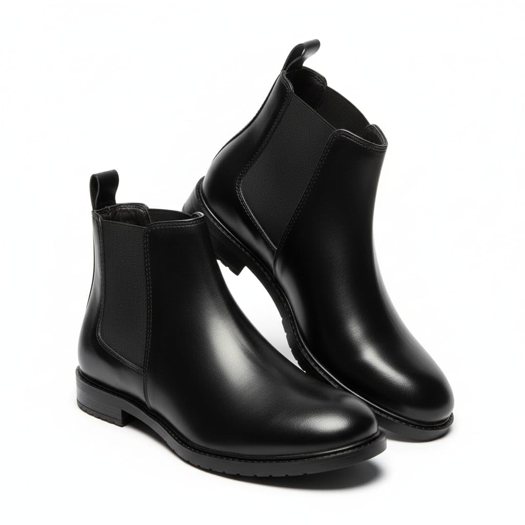 Lunawolf Men’s Chelsea Boots | Premium Synthetic Leather Ankle Boots | Slip-On Elastic Side Boots | Formal & Casual Wear | Lightweight & Comfortable (Black, 8 UK, UK Footwear Size System, Adult, Men, Numeric, Narrow, 8)