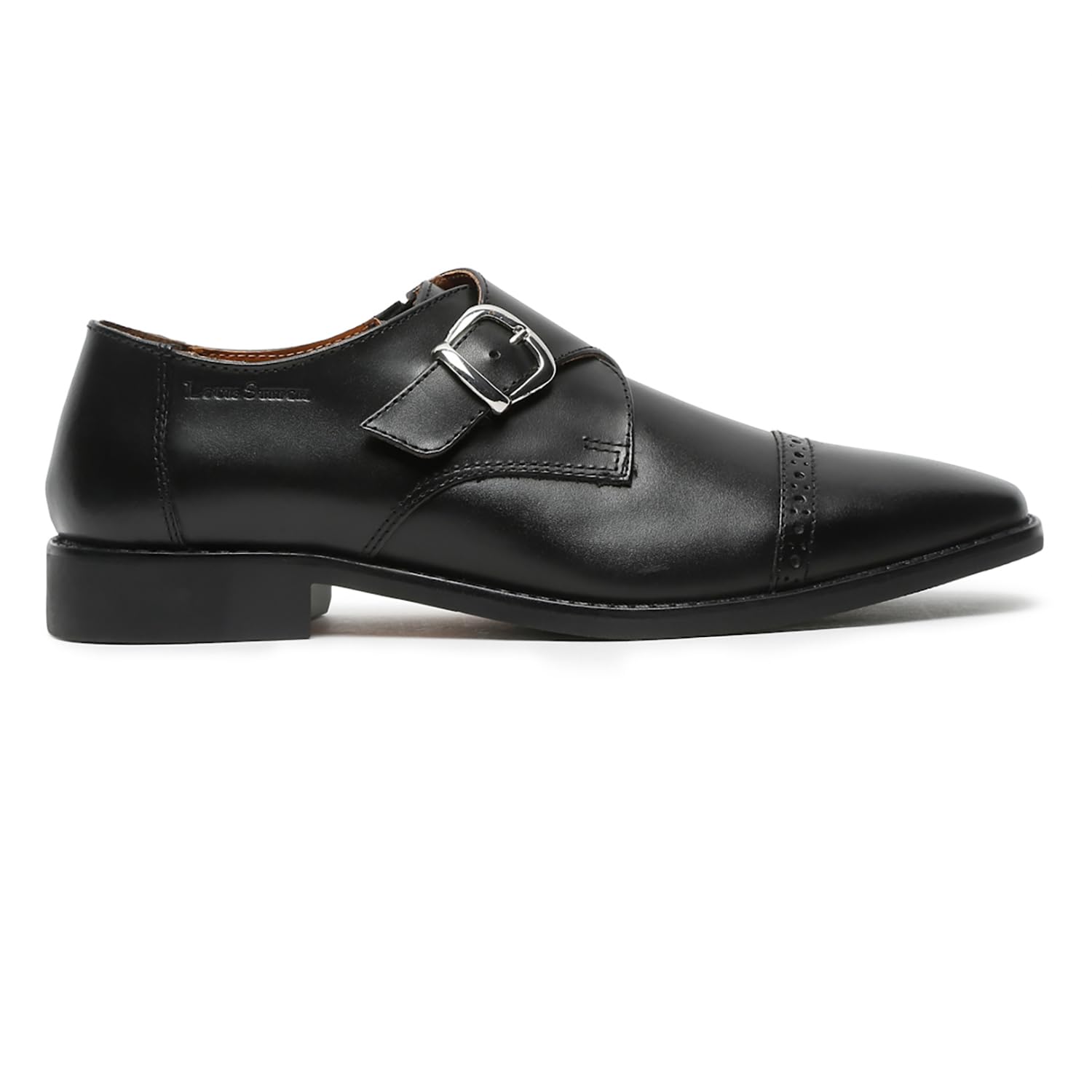 LOUIS STITCH Men's Formal Shoes | Italian Leather Monk Strap | Stylish Lace-Up for Business, Formal, Perfect Men's Shoes for Office, Weddings & Events | Black | UK Size 10 (RXSMJB)