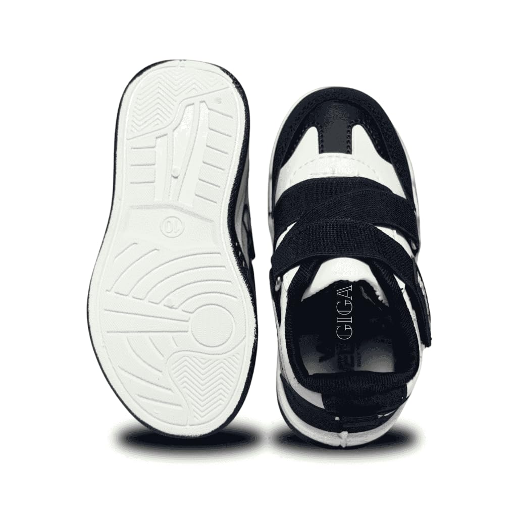 Gigahertz Kids Sports Shoes with Velcro Strap | Comfortable & Lightweight Sneakers for Boys & Girls | Non-Slip Fashion Casual Shoes for Everyday Wear (BLACK, UK Footwear Size System, Little Kid, Age Range, Medium, 3 Years, 3.5 Years)