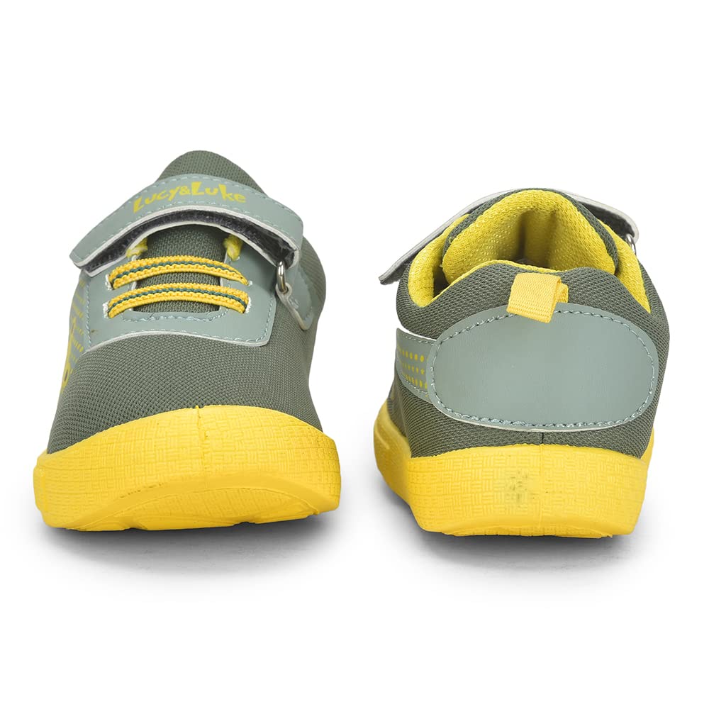 Liberty Lucy&Luke BASTIAN-2E Slip-on Casual Shoes for Kids with PVC Sole | Canvas Upper Sneakers | Quick-Wear Velcro Closure | Stylish, Lightweight & Comfortable Footbed (Green - 8C UK)