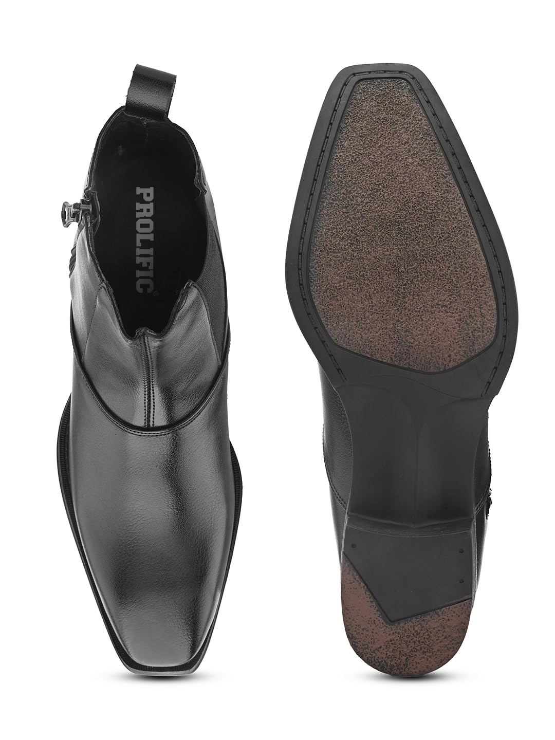 Prolific Men's Chelsea Zipper/Chain Boots | High Ankle Boot| Formal, Office & Casual Wear Shoes | Soft Cushioned Insole, Slip-Resistance, Dynamic Feet Support, Arch Support & Shock Absorption