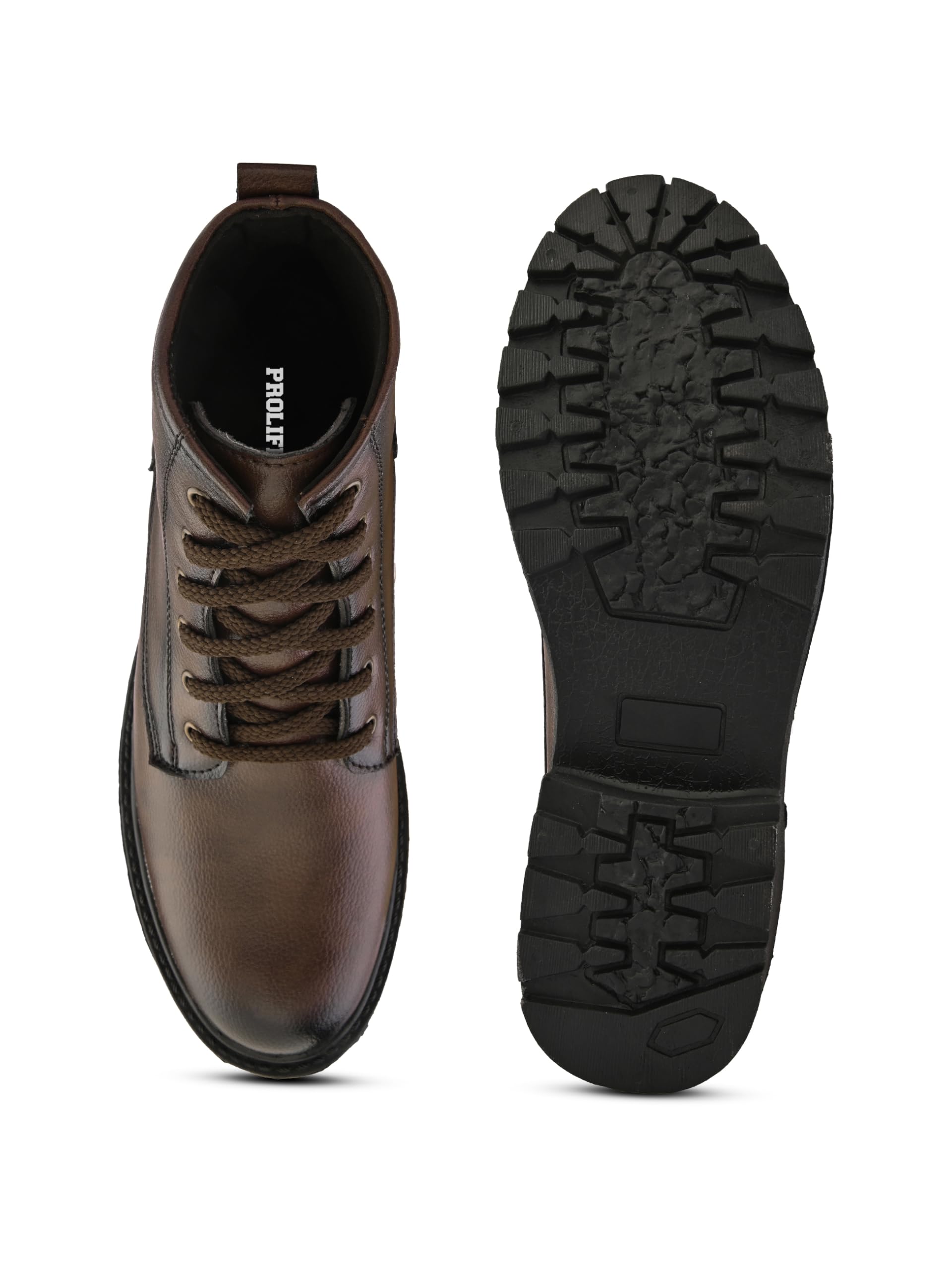 Prolific Men's Ankle Lace-up Boots | High Ankle Boot| Formal, Office & Casual Wear Shoes | Soft Cushioned Insole, Slip-Resistance, Dynamic Feet Support, Arch Support & Shock Absorption