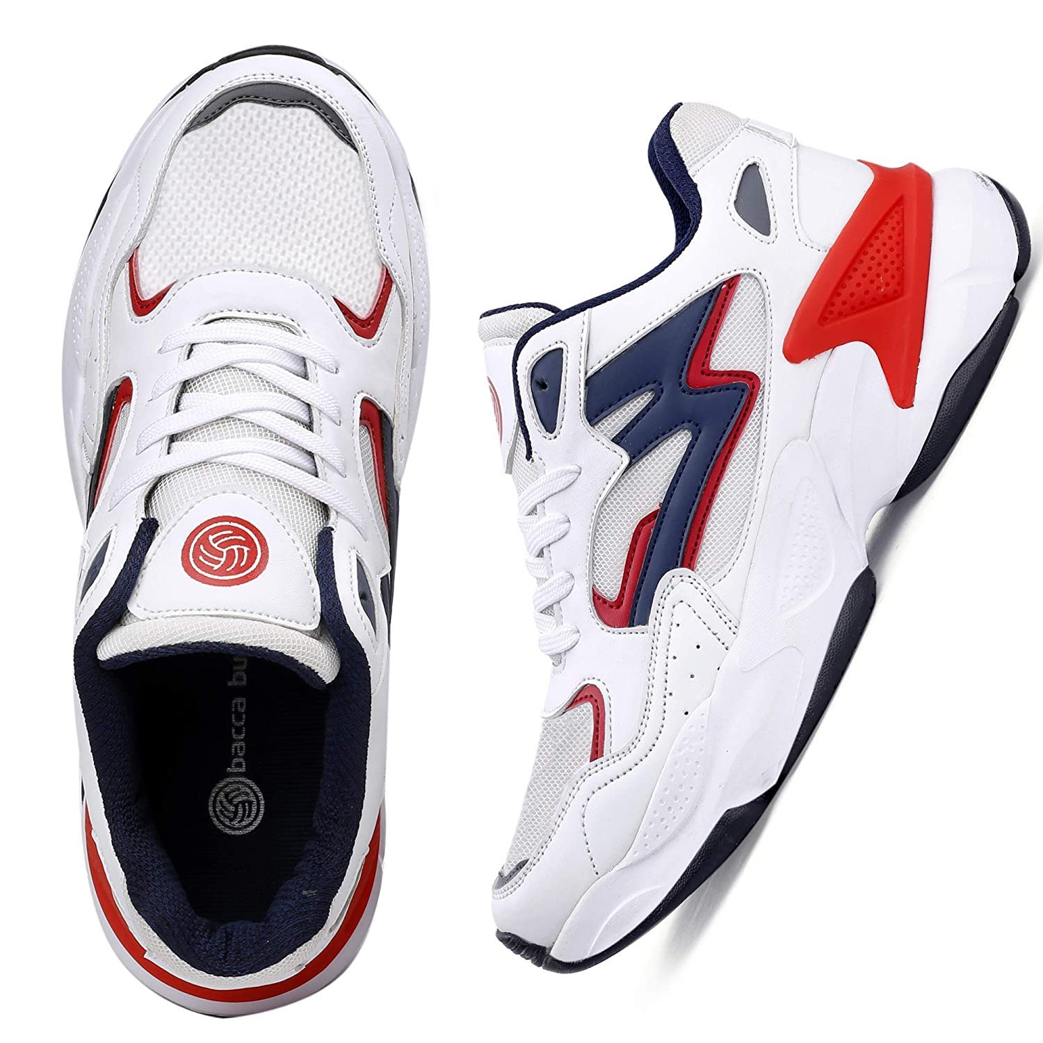 Bacca Bucci® Zeus Men Fashion Sneakers/Running Shoes with Chunky Rubber Outsole for Running, Walking, Training, Gyming, Streets, Parties & Fun- White, Size UK8