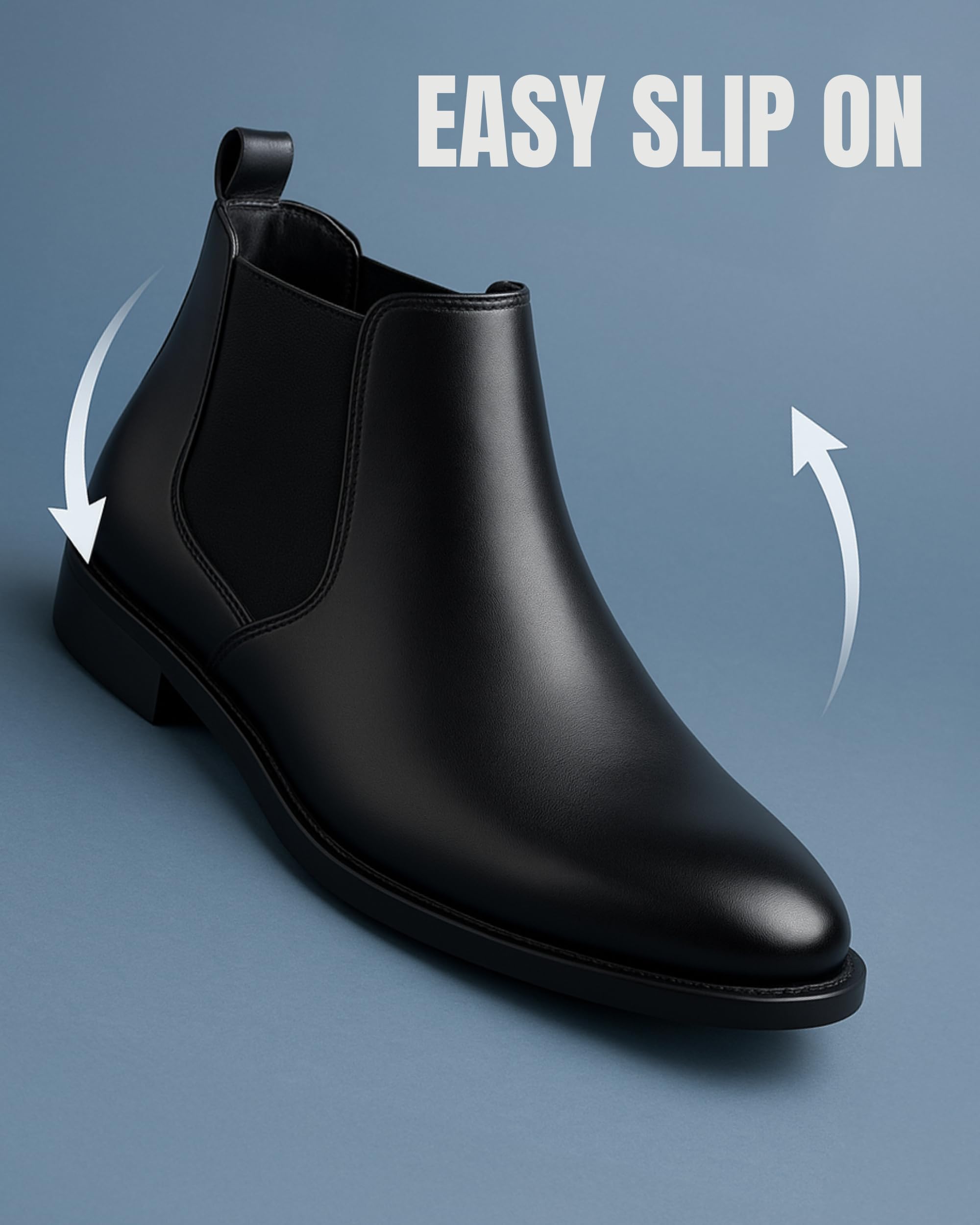 Kraasa Men's Slip On Fashion Chelsea Boots | High Tops, Soft Cushioned Insole, Comfortable Fit, Trendy, Stylish Boots Black UK 7