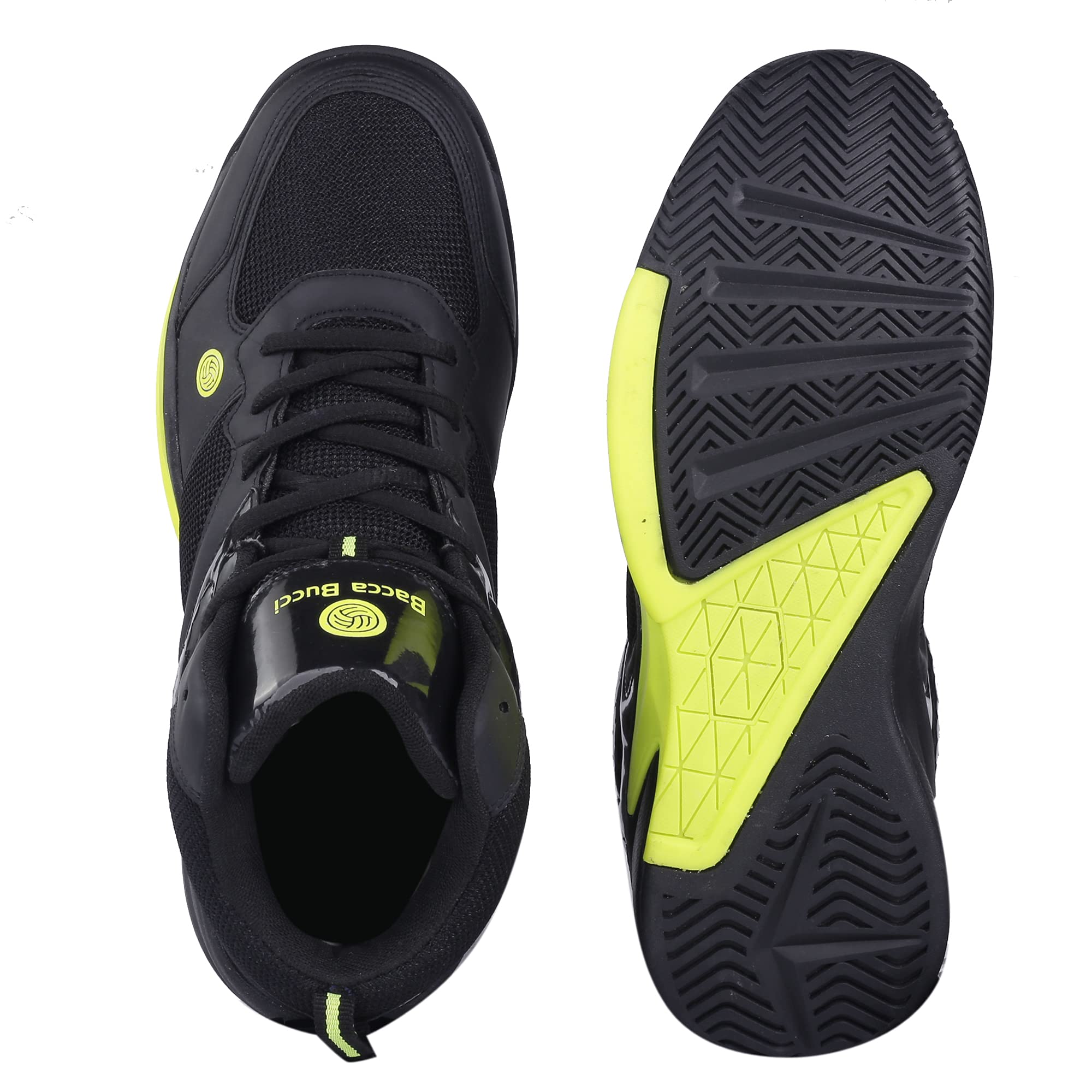 Bacca Bucci® Men's Wager Basketball Shoes with Natural Rubber Sole & Breathable Upper- Black, Size UK8