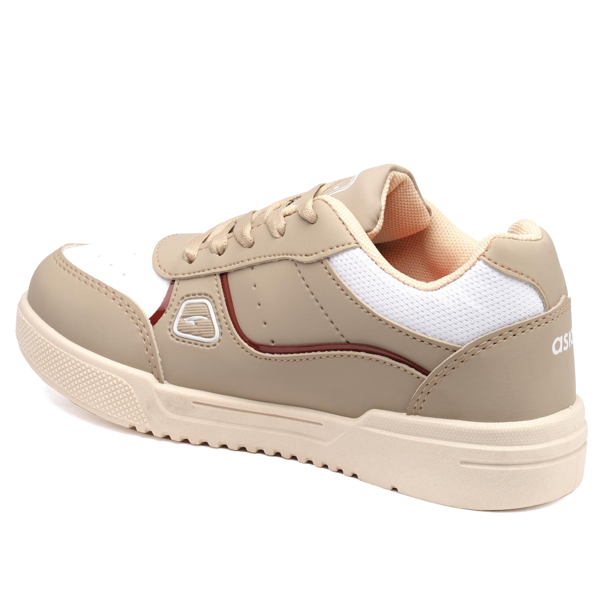 ASIAN Kids FREEDOM-02 Stylish Casual Sneakers with Laces for Boys, Trendy and Comfortable Shoes Perfect, Walking, and Outdoor Play, Lightweight and Durable Design Suitable for Kids White Beige