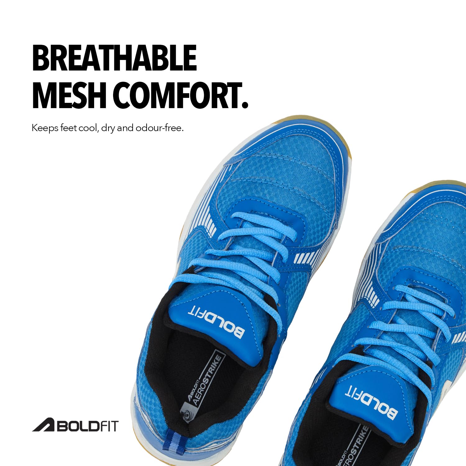 Boldfit Badminton Shoes for Man Lightweight Non Marking Shoes for Badminton Breathable Anti Skid Shoe for Man Shuttle Non Marking Indoor Shoe for Pickleball, Tennis, Padel Blue