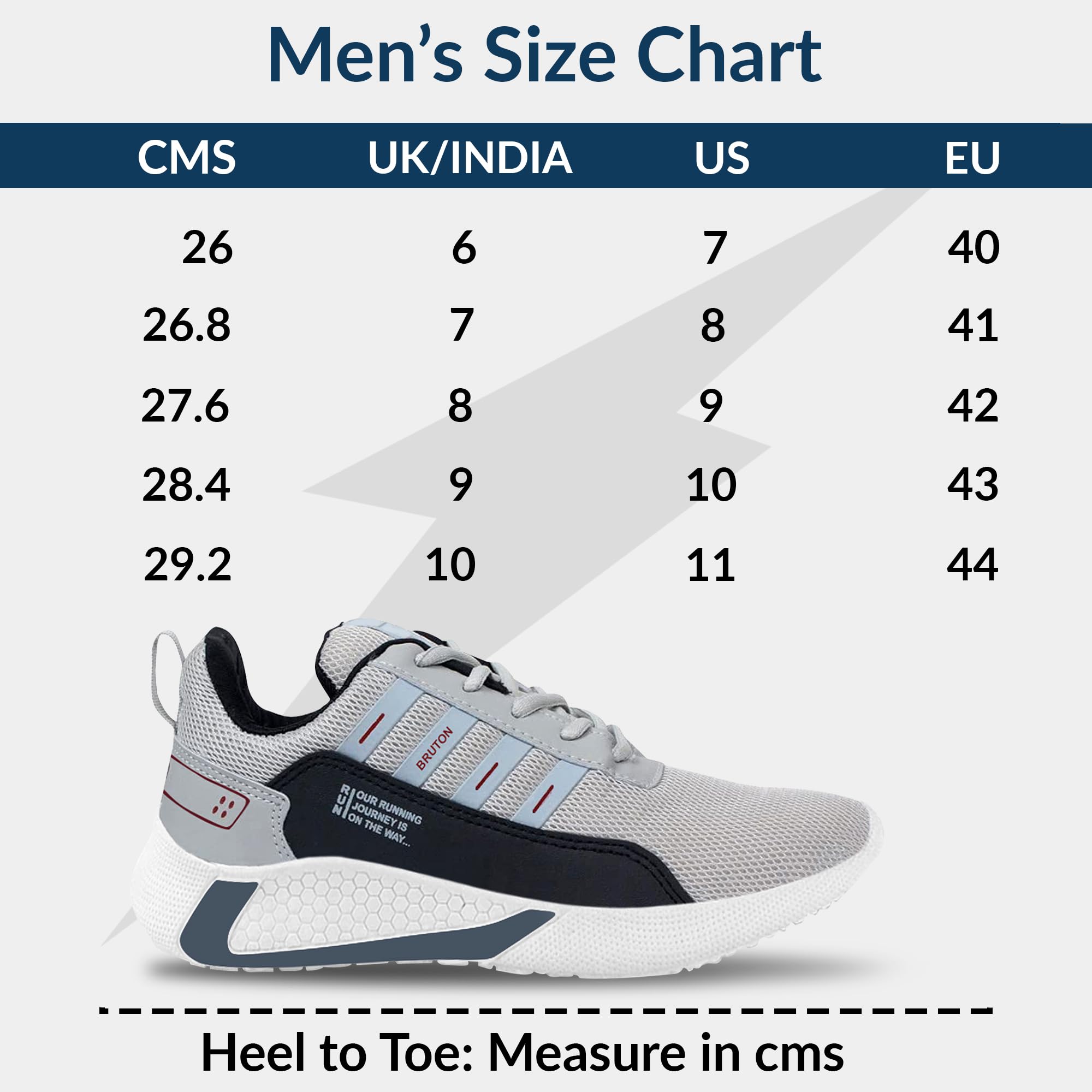 BRUTON Exclusive Trendy, Casual, Sports Shoes for Men, Running Shoes for Men (Black Grey, Size : 10)