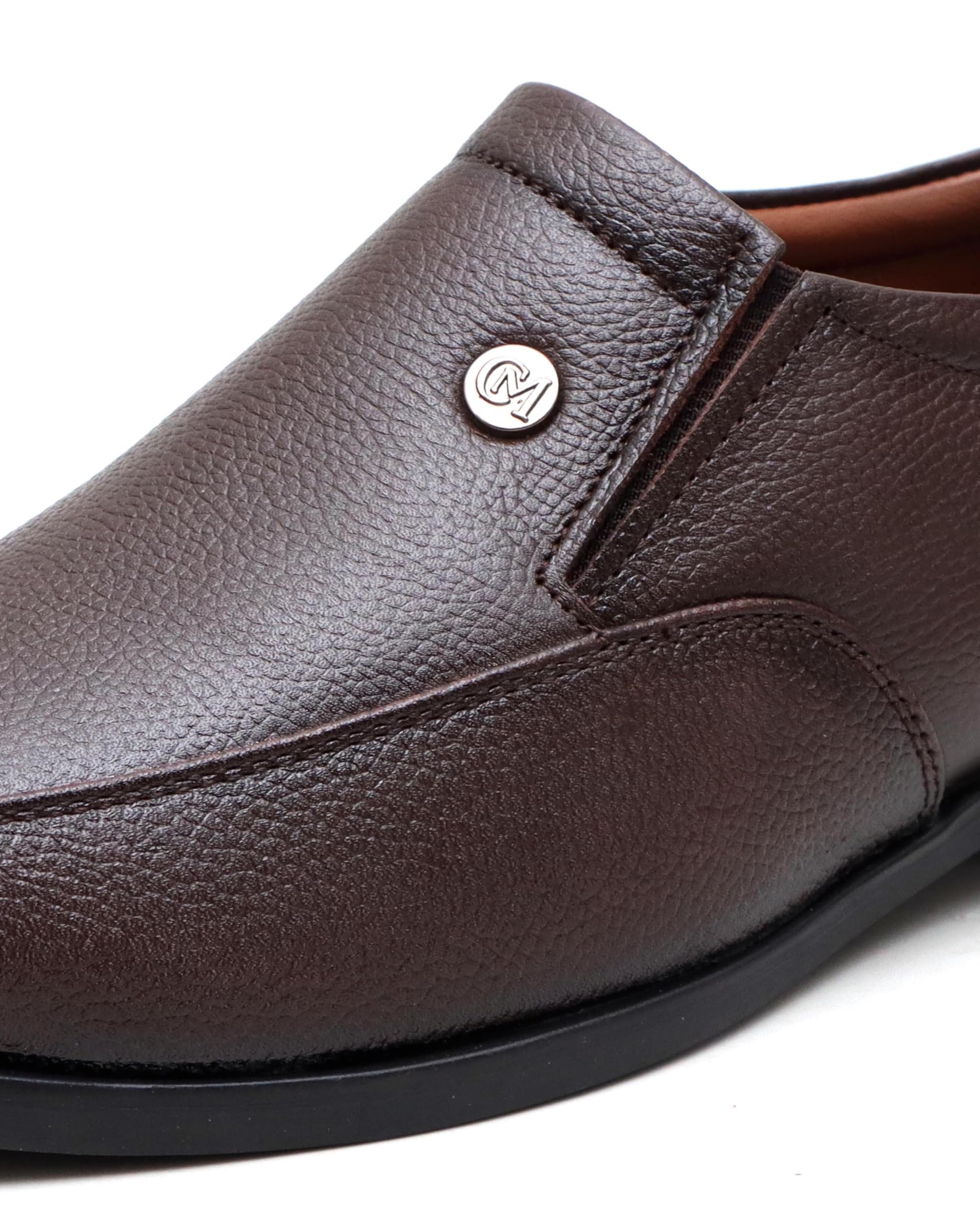 CARLOMAN Men's Brown Slip on Formal Shoes Leather Office Wear Laceless Business Casual Comfortable Footwear for Work and Travel - 11 UK