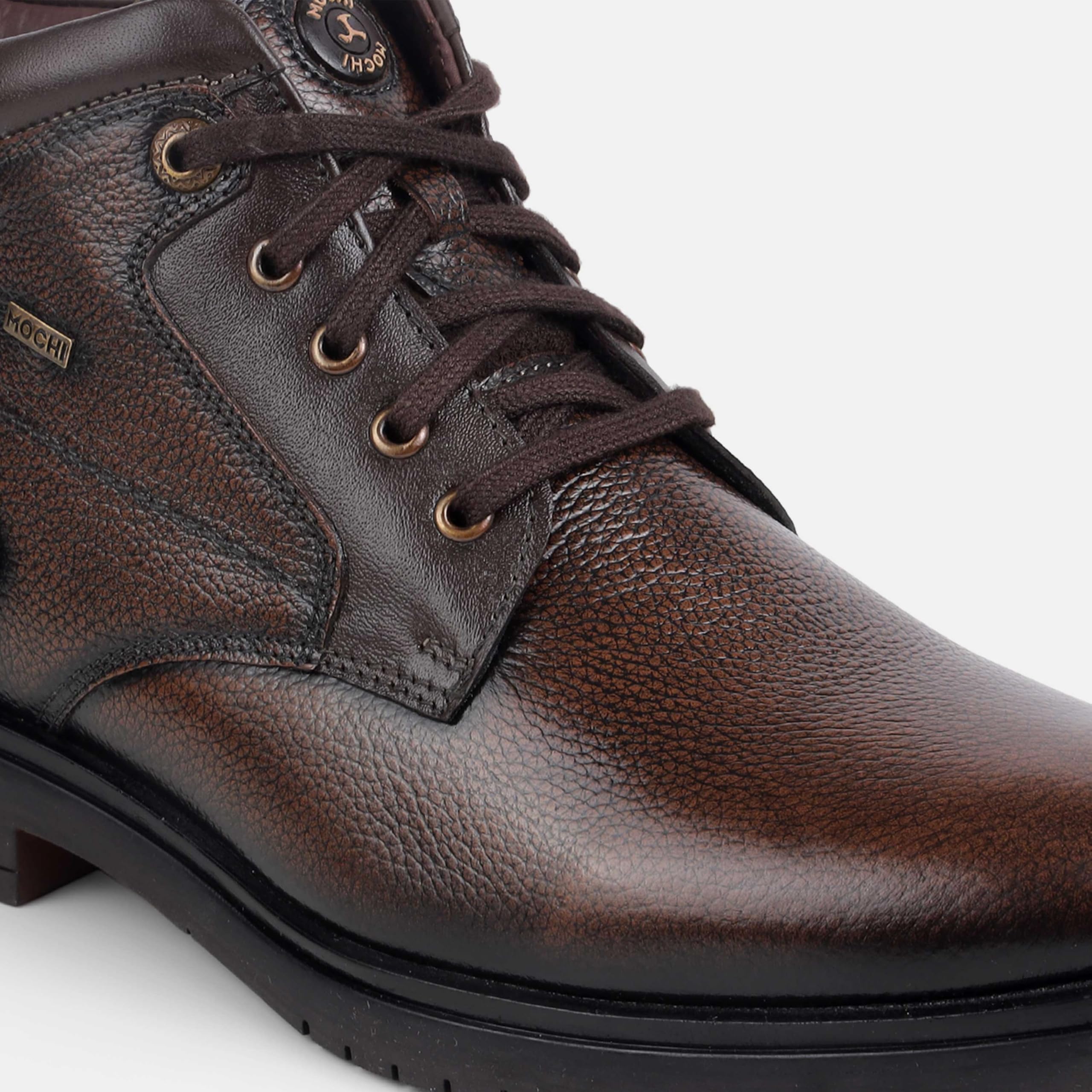 Mochi Men's Brown Leather Lace-Up Ankle Boots UK/6 EU/40 (71-370)