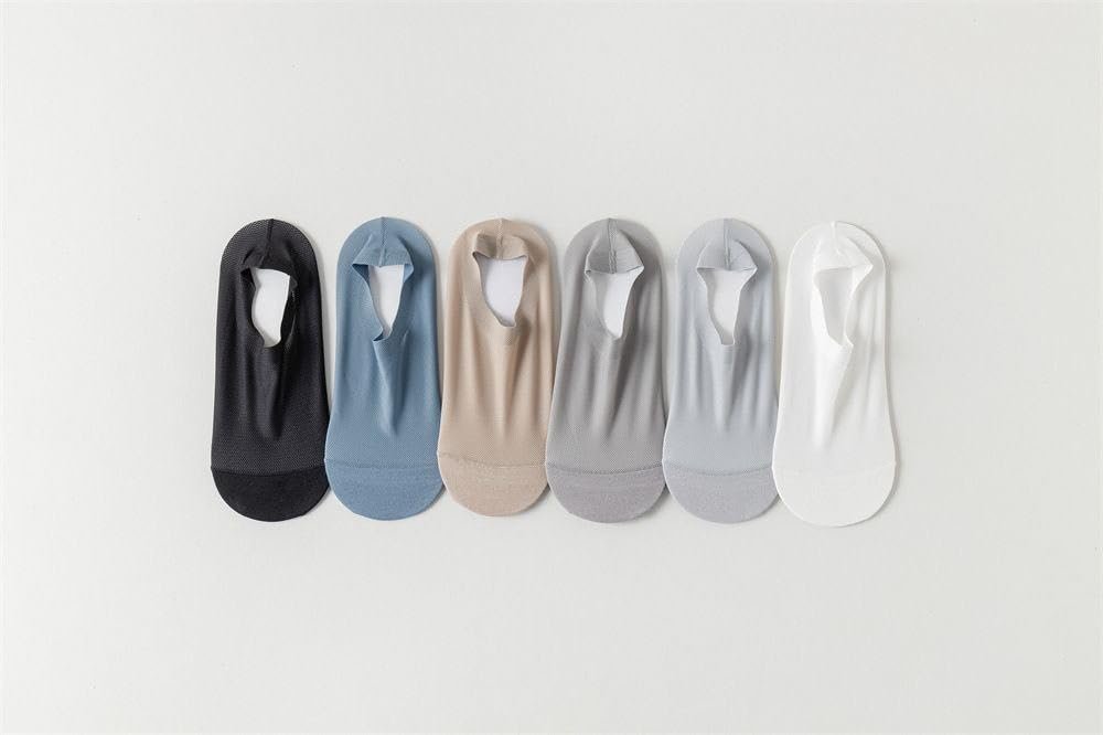 Unisex Low-Cut No-Show Socks – Breathable, Invisible Liner Socks with Non-Slip Heel Grip – Soft Cotton Blend – 6-Pair Pack