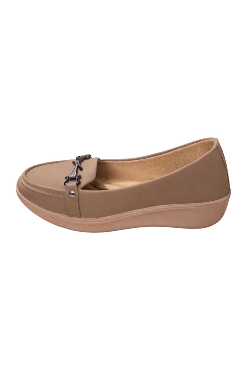 Women's Loafer Shoes with Chain Detail, Slip-On Casual Comfort Flats with Wedge Sole - Image 4