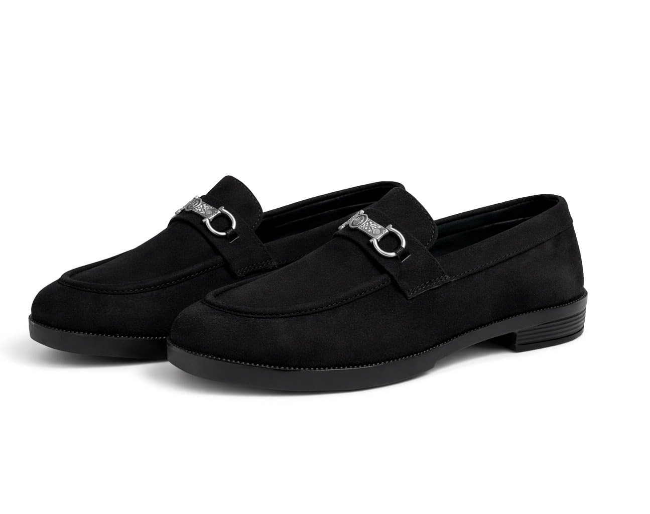 Men’s Suede Loafers with Metal Bit | lip-On Formal Dress Shoes | Non Lace-Up Derby Shoes Comfortable Stylish Dress Shoes for Office, Business Casual & Special Occasions Wedding Boys (Black, UK Footwear Size System, Adult, Men, Numeric, Medium, 8) - Image 7