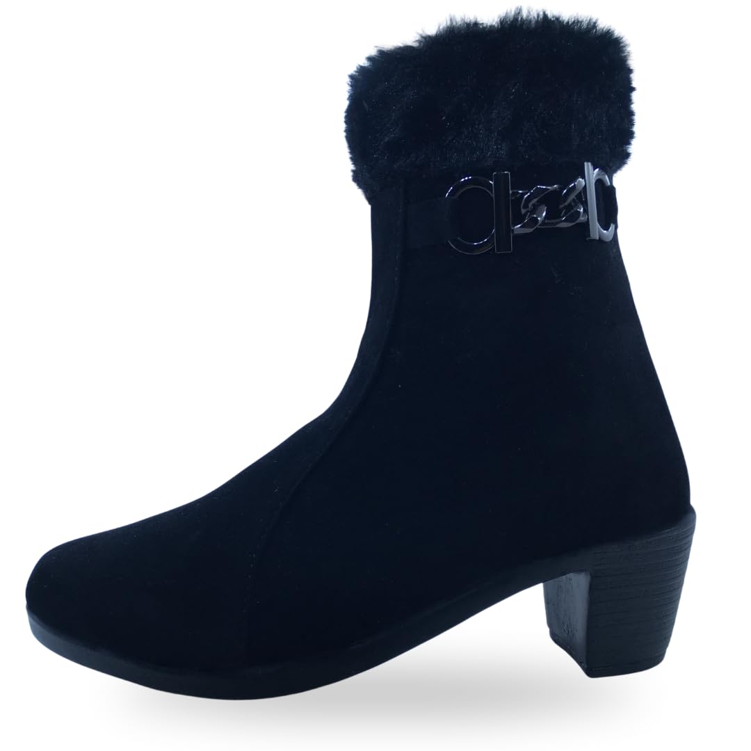 NAPSHO Women's Boots | Stylish, Latest, Trendy, Comfortable, Boots for Girls, Black Heel & Fashionable Boots Side Zipper, Women's Black Long Shoes For All Outfit (Black, UK Footwear Size System, Adult, Women, Numeric, Medium, 4)