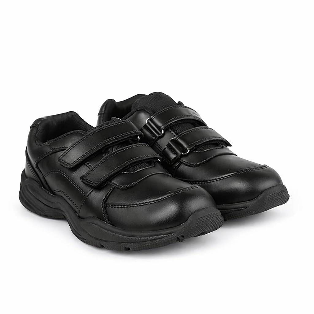Unisex School Shoes for Boys & Girls | Lightweight Black & White School Shoes | Easy Wear Kids Sports Shoes | Durable & Comfortable Daily School Use (Black, UK Footwear Size System, Little Kid, Numeric, Medium, 11)