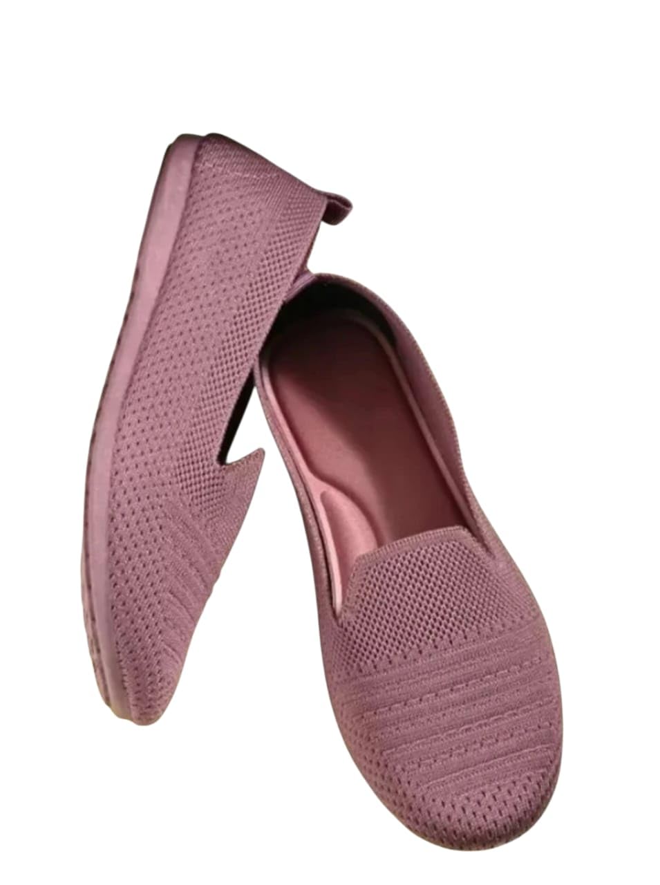 Women's Knitted Slip-On Loafers, Pink, Breathable Mesh, Casual Comfort Flats (Dark- Pink, UK Footwear Size System, Adult, Women, Numeric, Medium, 8)
