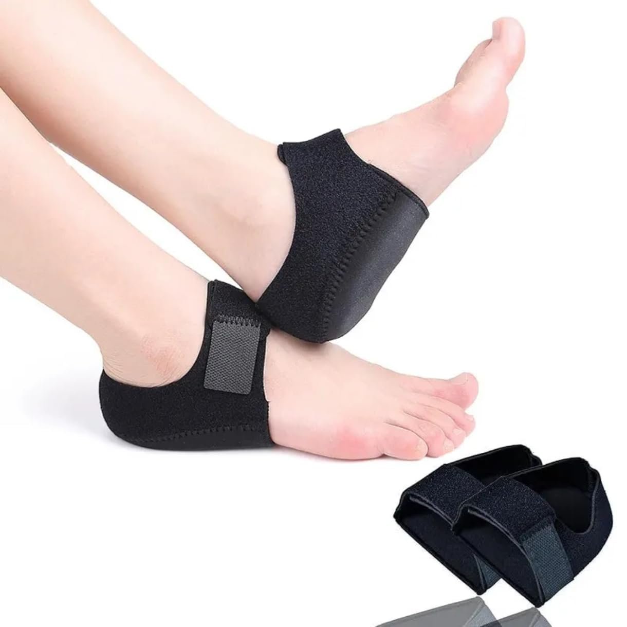 Heel Pads for Pain Relief, Silicone Gel Heel Protectors for Women & Men, Heel Cups for Heel Pain, Plantar Fasciitis, Heel Spurs, Shock Absorbing Cushion Inserts Black