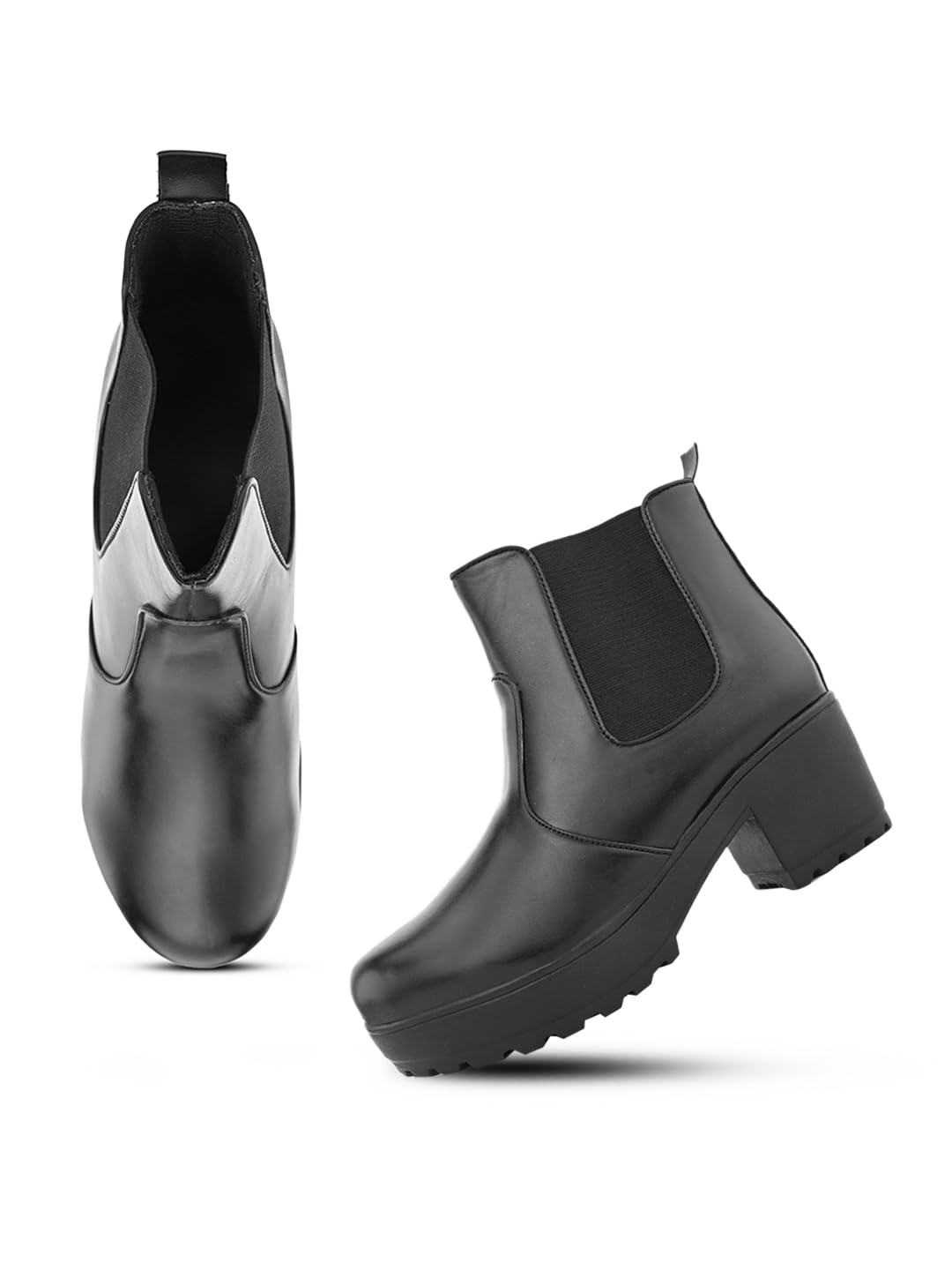 Black Trendy Stylish High Block Heel Boot For Women & Girls footwear UK-6