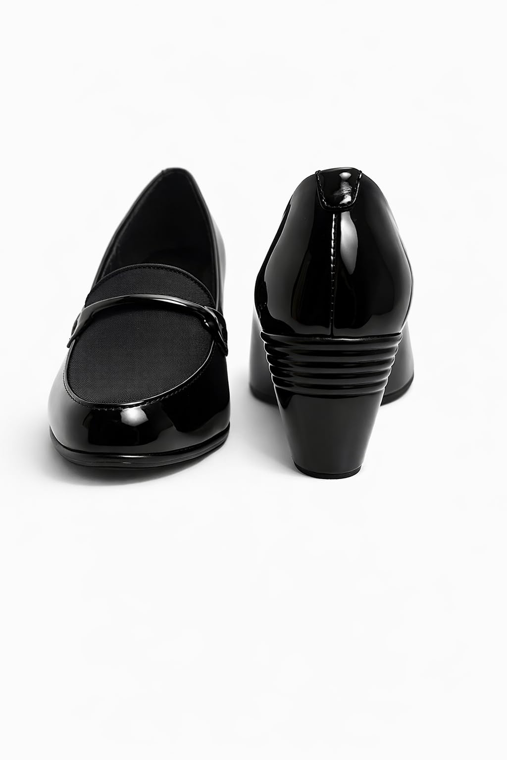 Hey LaVida Women's Wedge Heel Loafer, Black, Glossy Finish, Cushioned Insole, Slip-On for Office & Casual Wear - Image 4