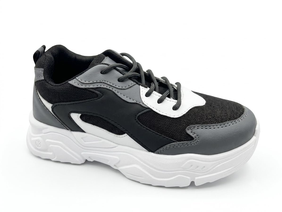 Flexora Men's Sports Running Shoes Lace-Up Sneakers Black