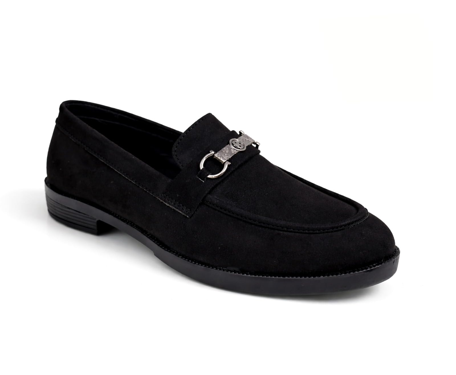 Men’s Suede Loafers with Metal Bit | lip-On Formal Dress Shoes | Non Lace-Up Derby Shoes Comfortable Stylish Dress Shoes for Office, Business Casual & Special Occasions Wedding Boys (Black, UK Footwear Size System, Adult, Men, Numeric, Medium, 8) - Image 6