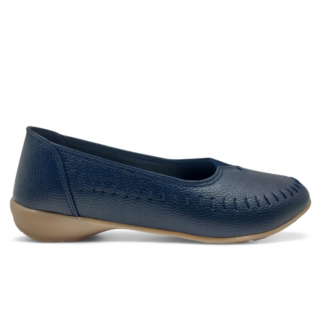 WESTOES Flat Belly Especially for Ladies | Doctor Paded Cushion Insole | Comfortable Flat Sole with Stylish Look | Western Dress Go to Shoes (WB05) (Navy, UK Footwear Size System, Adult, Women, Numeric, Medium, 5) - Image 3