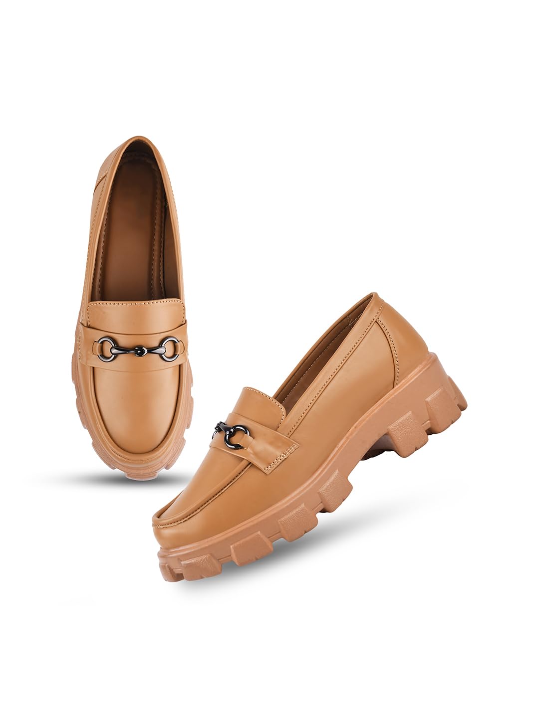 FROH FEET Women Casual Buckled Platform Lightweight Loafers Shoes, For Womens & Girls