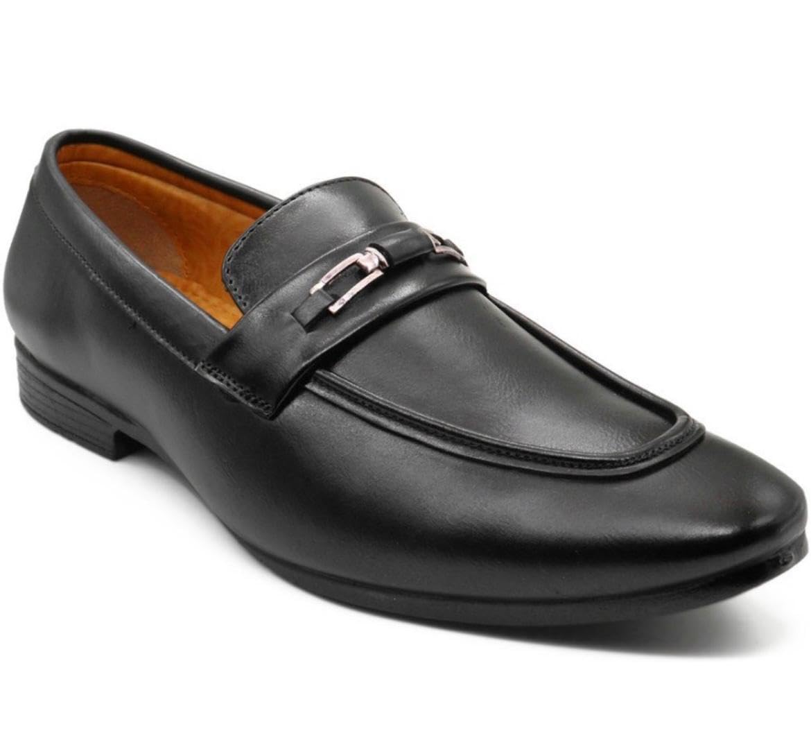 GAUTAMFIT Men's Loafer for Men | Stylish & Comfortable with Soft Cushioned Insole | Hand-Stitched Design for Trendy 10 Black
