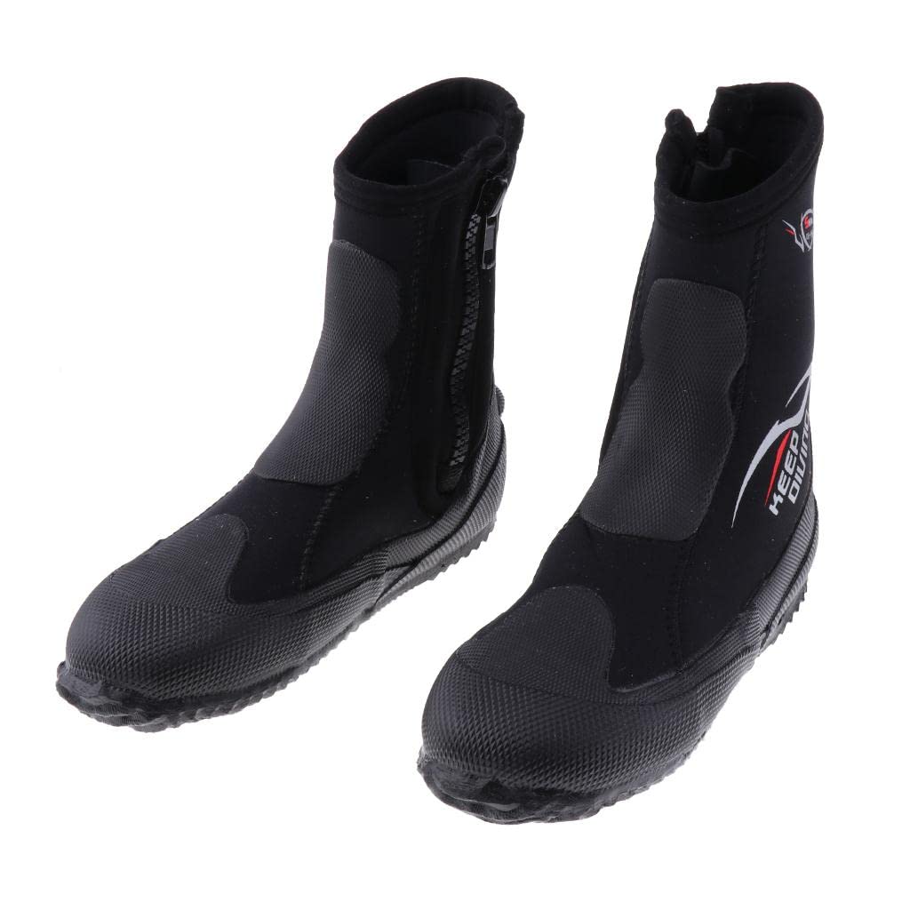 LOSA Pair Diving Boots Wetsuits Neoprene 5Mm Hi Cut Zipper Boot Snorkeling Diving Boots XL (43-44)