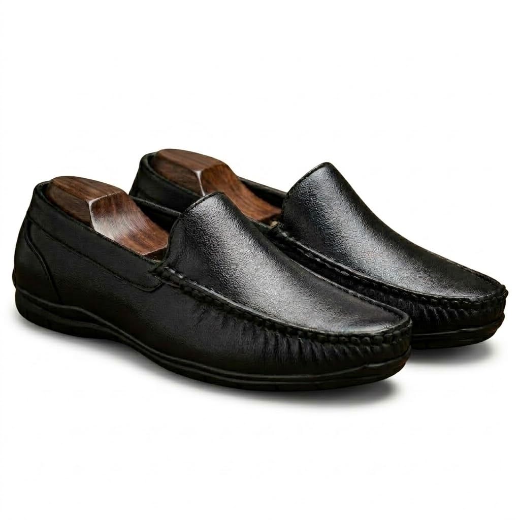 Edme Men Stylish Causal Loafers | Premium Outdoor| Lighweight KRA ASA Slip-On's | Soft Cushioned Insole | Super Flexible, Comfortable for Men (BLACK, UK Footwear Size System, Adult, Men, Numeric, Medium, 7)