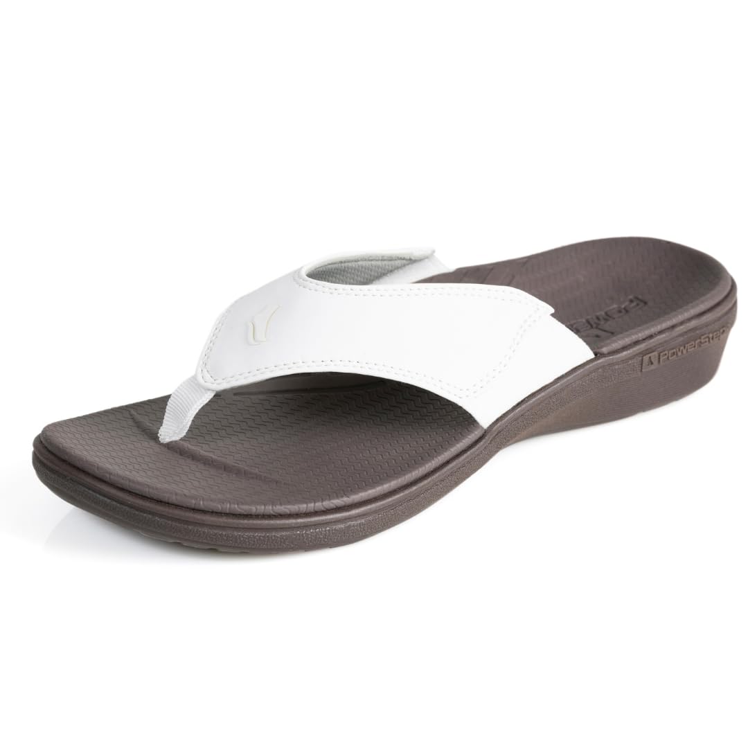 Archwear, Women's Arch Supporting Thong Sandal, Women's Orthotic Casual Dress Flip Flop, Shock Absorbing Sole, Plantar Fasciitis Relief, Neutral Arch, Lightweight, Non-Slip Tread, White, 9