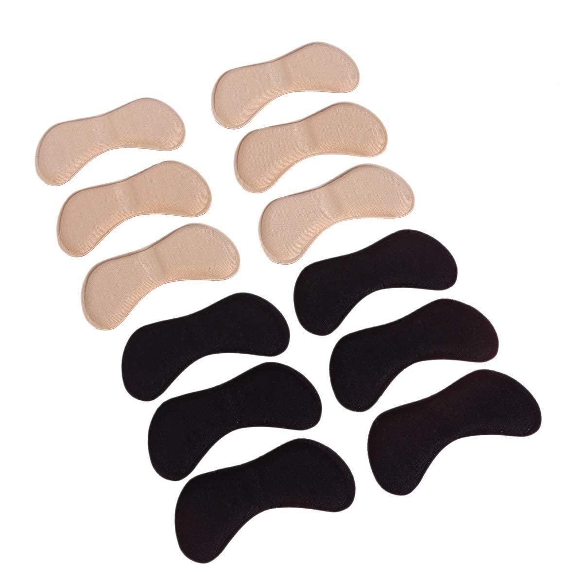 Self-Adhesive Heel Grips Liner Cushion Inserts – Heel Pads, Shoe Bite Protector, Size Reducer Inserts, Shoes Fillers & Back Tape for Loose Shoes – Men & Women Bite Protection Pads & Tightener (Shoe Bite Protector [Beige, 3 Pair+Black, 3 Pair])