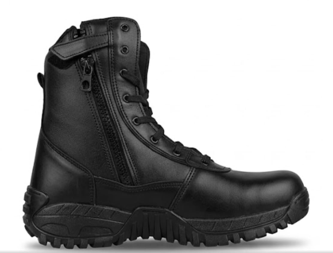 Rinku Tactical Military Boots for Men | High Ankle Pure Leather Army Style Shoes with Side Zip & Heavy Duty Sole | Lace-Up Outdoor Boots for Security, Trekking, Training, Travel, Work & Field Activities UK Size 11