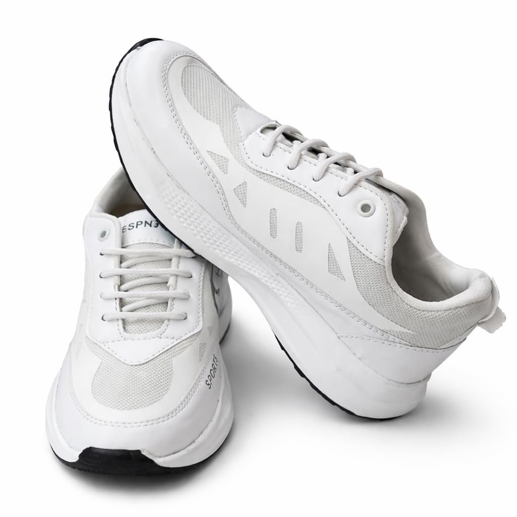 Men’s Lightweight Sports Running Shoes | Breathable Mesh Sneakers | Comfortable Walking & Gym Shoes | Non-Slip Sole | Casual White Athletic Footwear for Daily Use (White, UK Footwear Size System, Adult, Men, Numeric, Medium, 6)