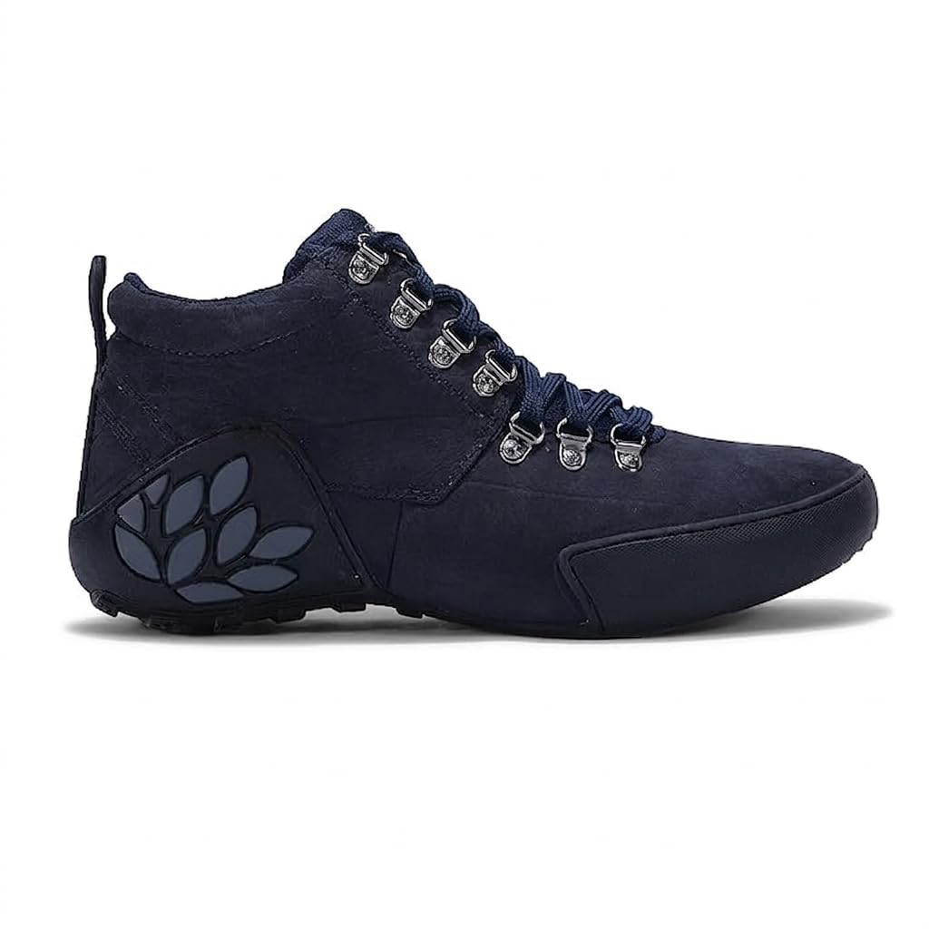 Men's High-Top Casual Boots | Lace-Up Ankle-Length Fashion Sneakers | Lightweight Outdoor Walking & Trekking Shoes | Anti-Slip Sole | Navy Blue