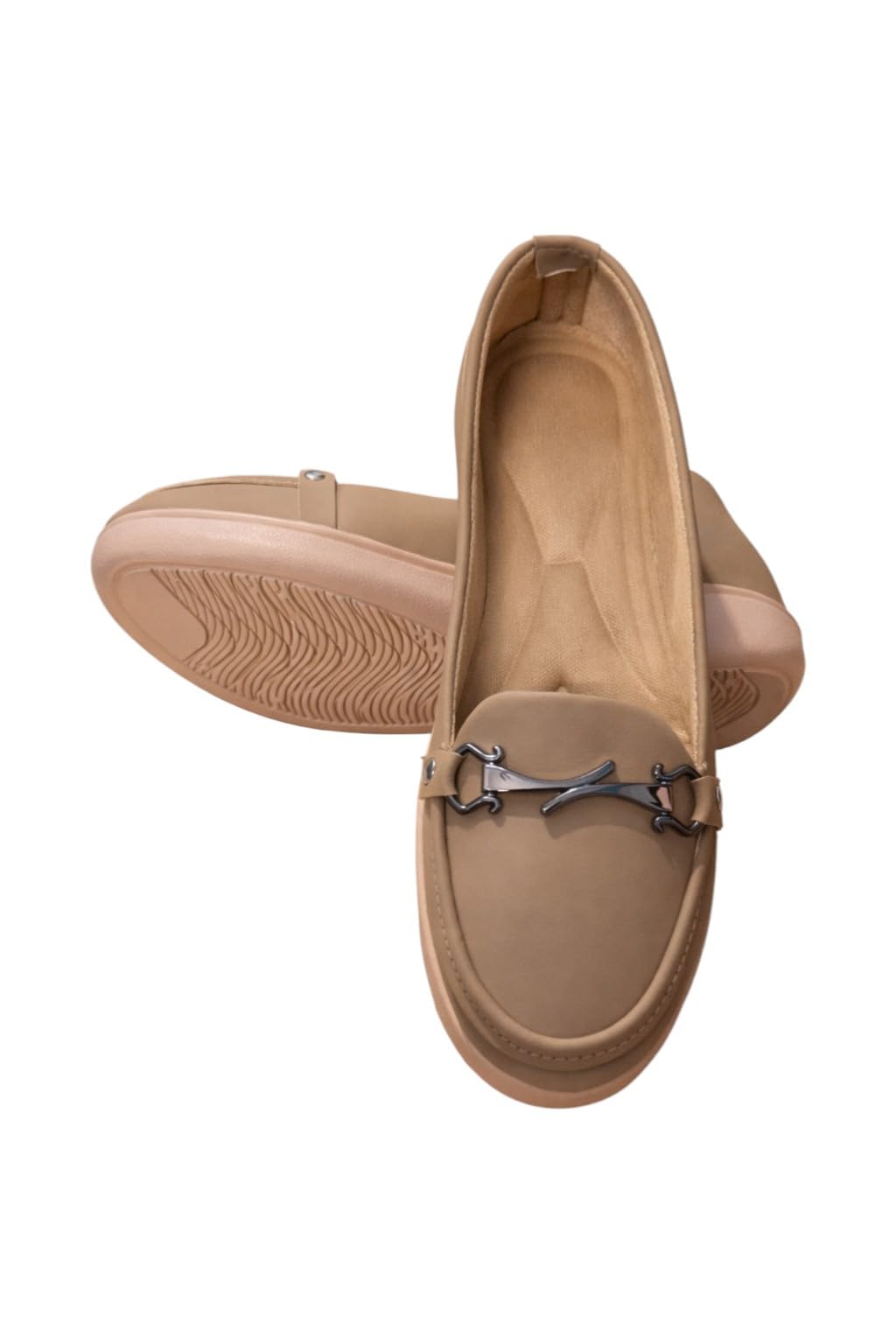 Women's Loafer Shoes with Chain Detail, Slip-On Casual Comfort Flats with Wedge Sole - Image 3