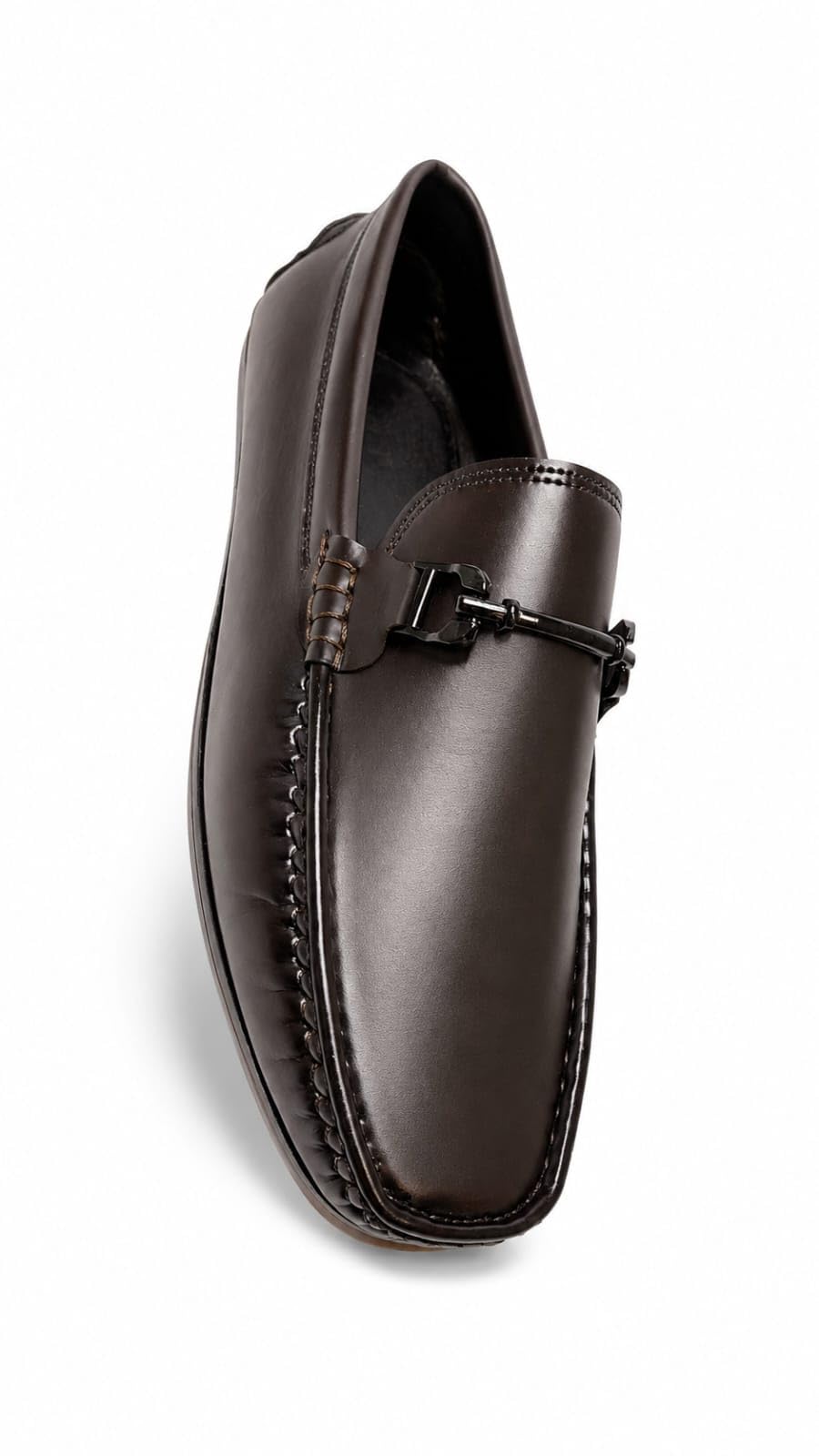 Men's Slip-On Loafers with Metal Bit Detail Moccasin Shoes (Brown, UK Footwear Size System, Adult, Men, Numeric, Medium, 6)