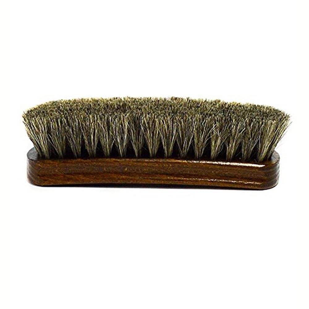 Genuine Horse Hair Brush for Leather Shoes - Pack of 1 | Light Colored Bristles for High Gloss Finish