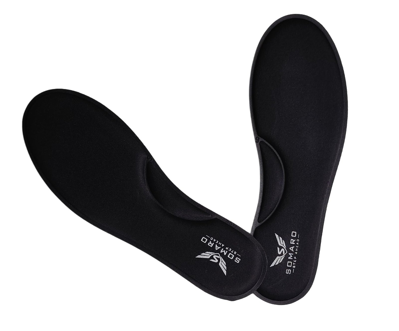 Somaro Memory Foam Shoe Insoles for Men and Women | Soft Cushioned Inserts for Long Standing and Walking | Supports Heel and Arch | Shock Absorbing | Moisture Absorbing | Lightweight Washable Insoles for All Shoes | 3 Pair | Black | Size 9 - Image 2