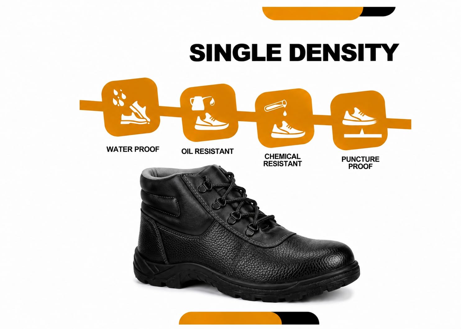Shyam Steel High Ankle Safety Shoes for Men, Black, UK 7 - Image 3