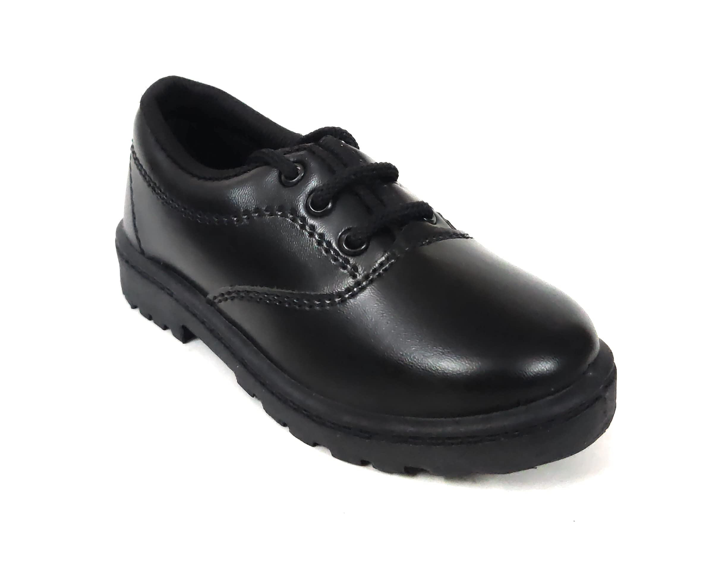 Unisex Kids Black Formal School Uniform Shoes Deluxe lace (Black, 3_Point_5_Years)