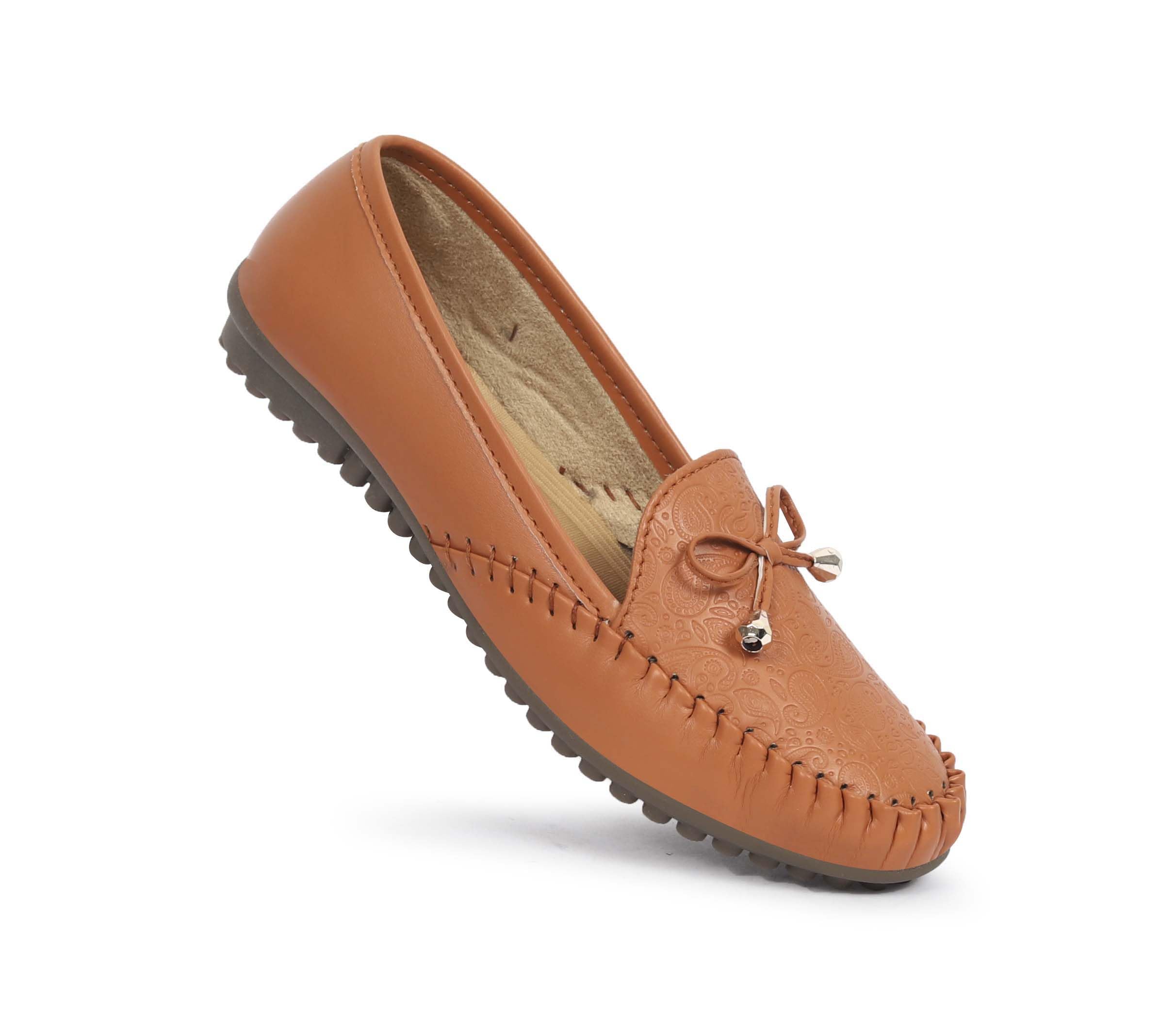 Velacare Women's Loafer Style Bellies, Tan, Bow Detail (UK Footwear Size System, Adult, Women, Numeric, Medium, 3) - Image 3