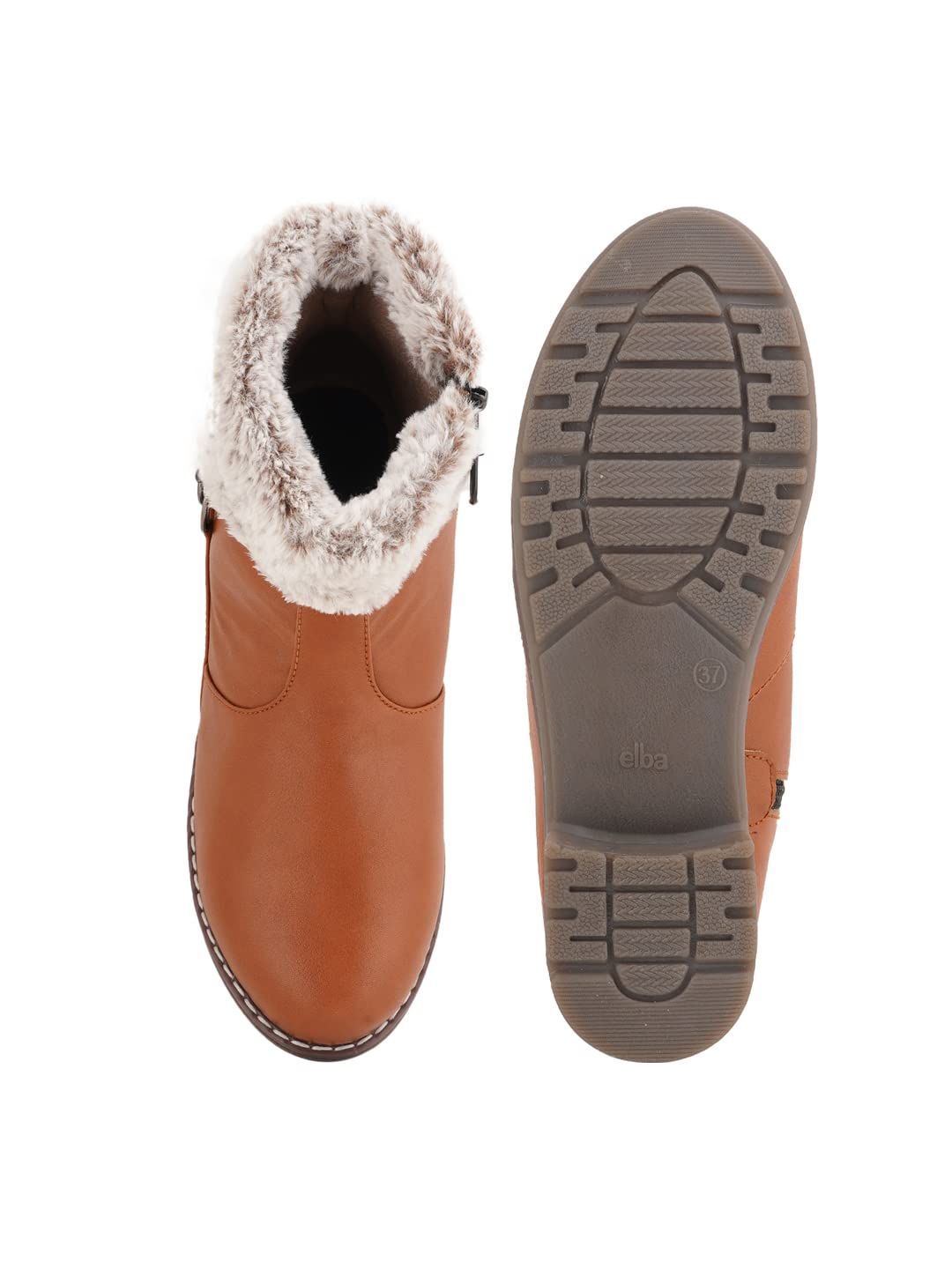 Walkfree Women Patent Leather Casual Tan Boots for Winter Wear - Image 4