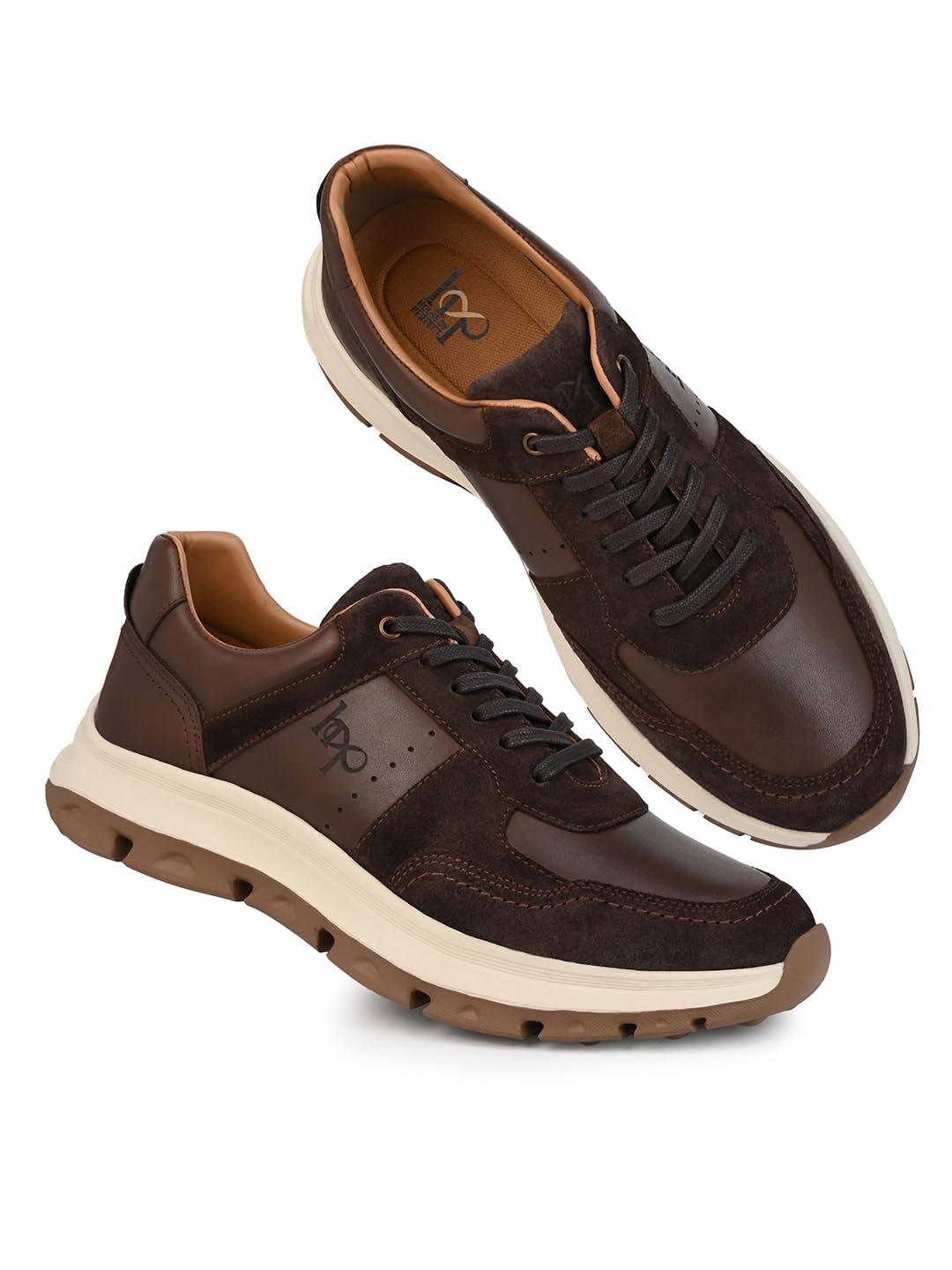 Perfect Empire Men Lace-Up Sneakers | Athletic Running Shoes with Textured Rubber Sole | Lightweight Sports Footwear Brown - 9