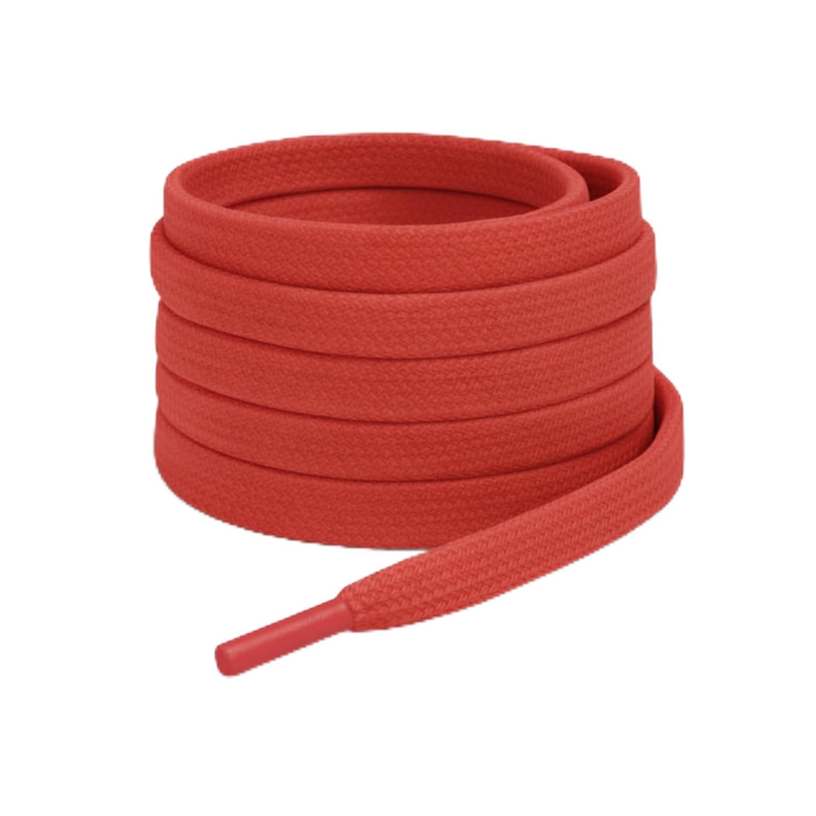 Flat Shoelaces for Sneakers, Running Shoes & Boots – 8 Colors, 8mm (5/15”) Wide, Durable Polyester Replacement Laces for Men & Women Red (180 cm)