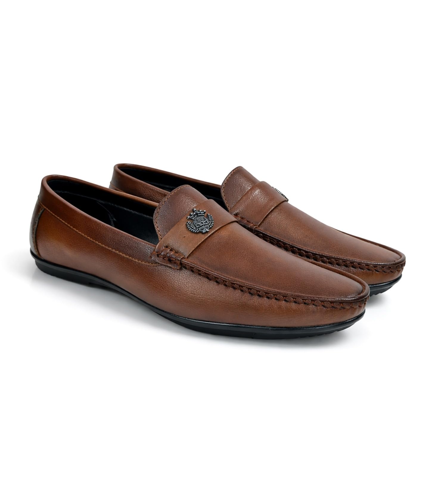 Formal Shoes for Men Loafers Synthetic Leather Lightweight Comfortable Trendy Non Lace-Up Derby Shoes Comfortable Stylish Dress Shoes for Office, Business Casual & Special Occasions Black (Tan, UK Footwear Size System, Adult, Men, Numeric, Narrow, 9)