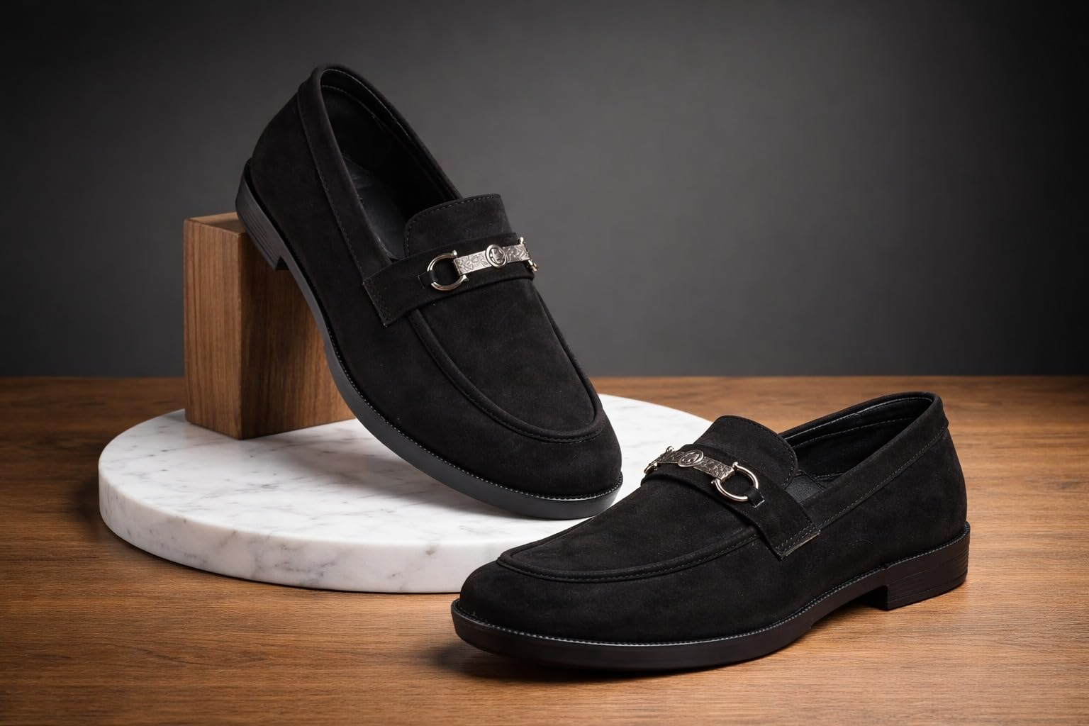 Men’s Suede Loafers with Metal Bit | lip-On Formal Dress Shoes | Non Lace-Up Derby Shoes Comfortable Stylish Dress Shoes for Office, Business Casual & Special Occasions Wedding Boys (Black, UK Footwear Size System, Adult, Men, Numeric, Medium, 8) - Image 5