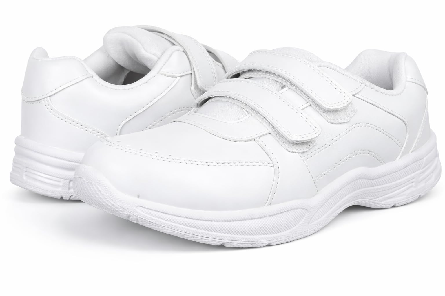 Unisex School Shoes for Boys & Girls | Lightweight Black & White School Shoes | Easy Wear Kids Sports Shoes | Durable & Comfortable Daily School Use (White, UK Footwear Size System, Little Kid, Numeric, Medium, 11)