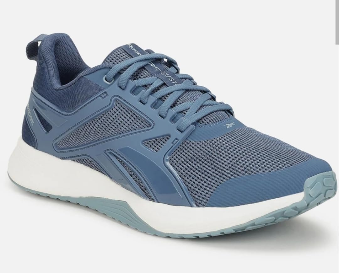 Men's Running Shoes, Blue Mesh Lace-Up Sports Sneakers with White Sole