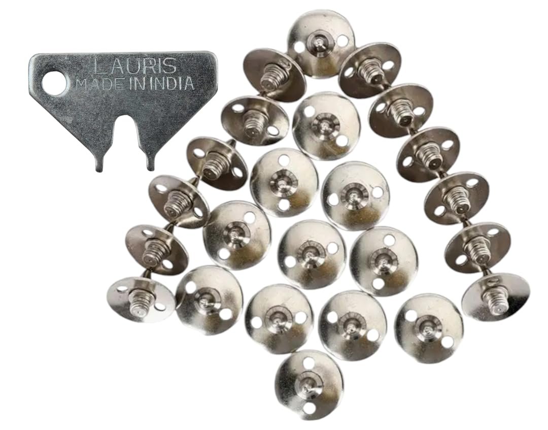 Lauris Cricket Shoe Spare Spikes for Men Boys Full Metal Replaceable Nails | Pack of 22 Pieces with Tighter Key Free. compatiable with Imported Shoes Thread Size is 5.5 mm Metallic